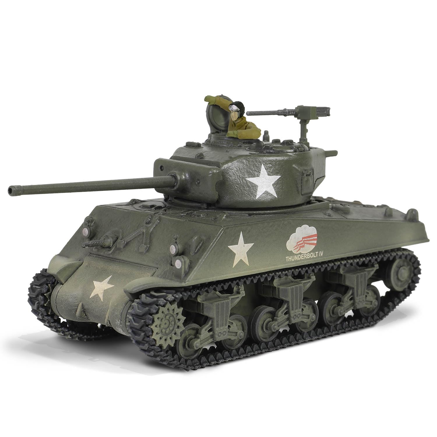 Forces Of Valor Diecast Metal And Plastic Sherman M4a3(76) Thunderbolt Iv Hq, 37Th Tank Bn, 4Th Armored Division, Bastogne 1944 1:64 Scale With Tank Commander Figure