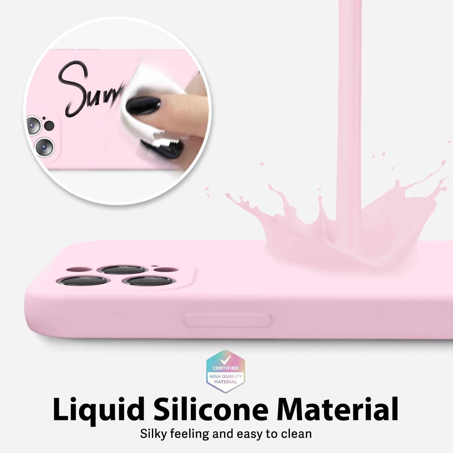 oakxco for iPhone 16 Pro Max Case Liquid Silicone, Soft Rubber Gel Elegant Aesthetic Basic Simple Cover, Cute Thin Slim TPU Matte Solid Color Plain Smooth Case for Women Girl, Light Pink — view 960