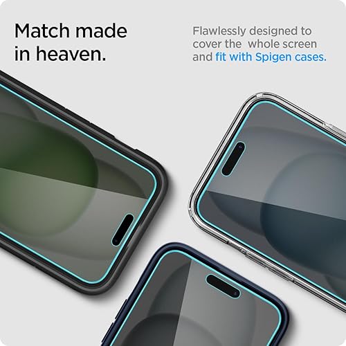 Miniatura 6 de Spigen Protector de pantalla de vidrio templado GlasTR EZ FIT - Privacidad diseñado para iPhone 15 2 unidades