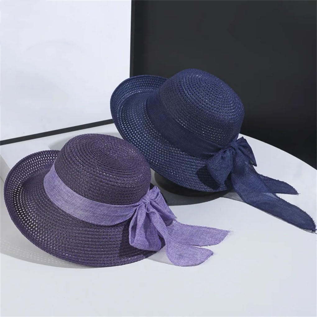 Cappello vintage con fiocco pieghevole Strawfedora per le donne cappello da viaggio all'aperto