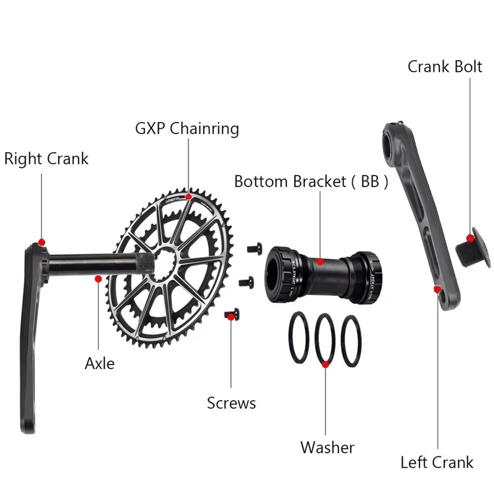 Zestaw korbowy do roweru szosowego CNC, 170/175 mm, 50-34T, do ramy węglowej/400 (korby BB-175 mm)