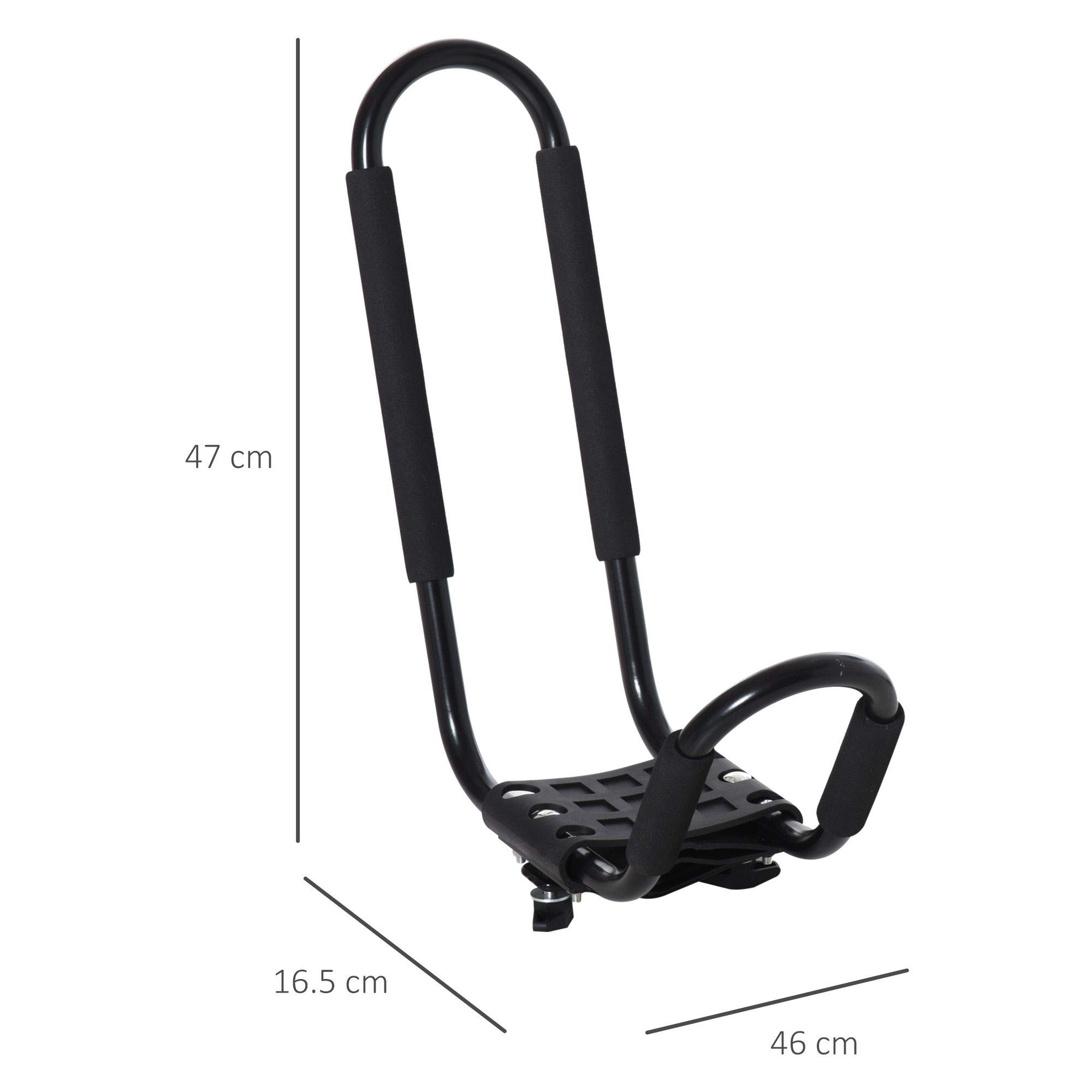 HOMCOM Set 2 Staffe Porta Kayak con Attacco Universale per Portapacchi Adatte per Canoe e Paddleboard, Nero, 46x16.5x47cm