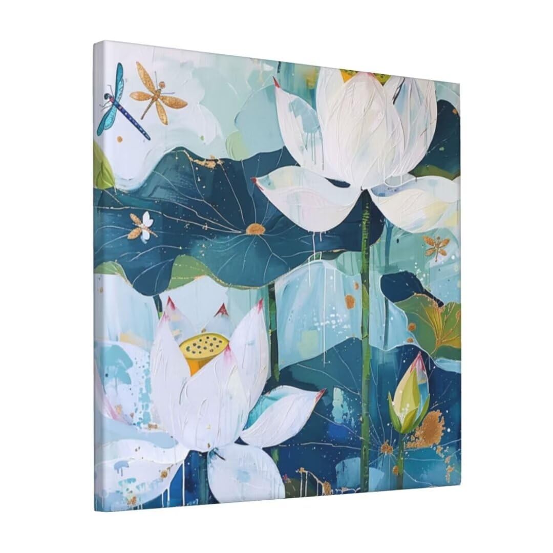 Amazon.co.jp: Paint By Numbers 蓮の花、トンボ 数字油絵 フレーム