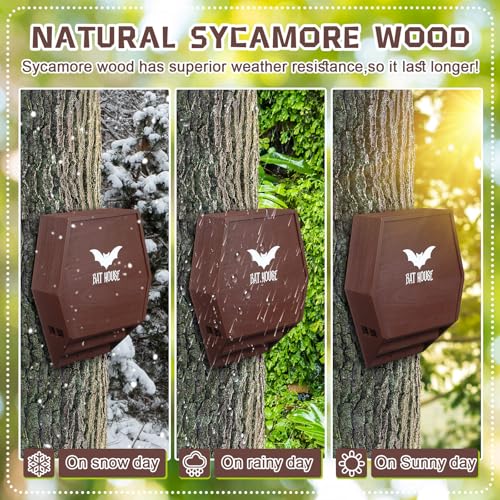 Doublefill MEE-DOUBLEFILL-662 Large Bat House Easy To Install Wooden Bat House Clean Your Backyard From Mosquitoes Artificial Bat Roost Kit thumb #4