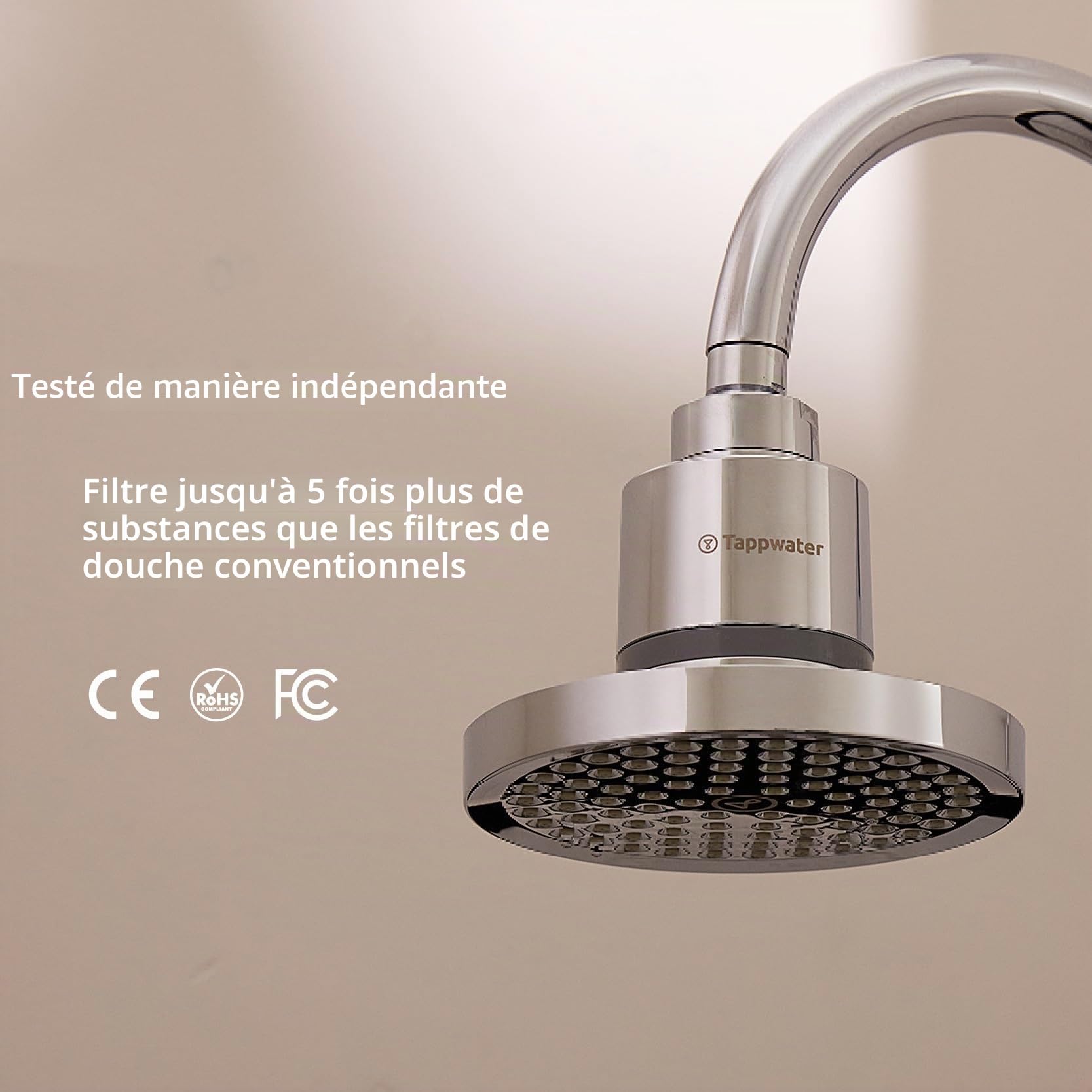 Tappwater ShowerPro Rain SMR – Pommeau de douche avec filtre. Douchette anti calcaire, filtre +70 substances. Technologie KDF-55 et SMR pour une peau hydratée & cheveux doux Durée 6 mois,15-30000L