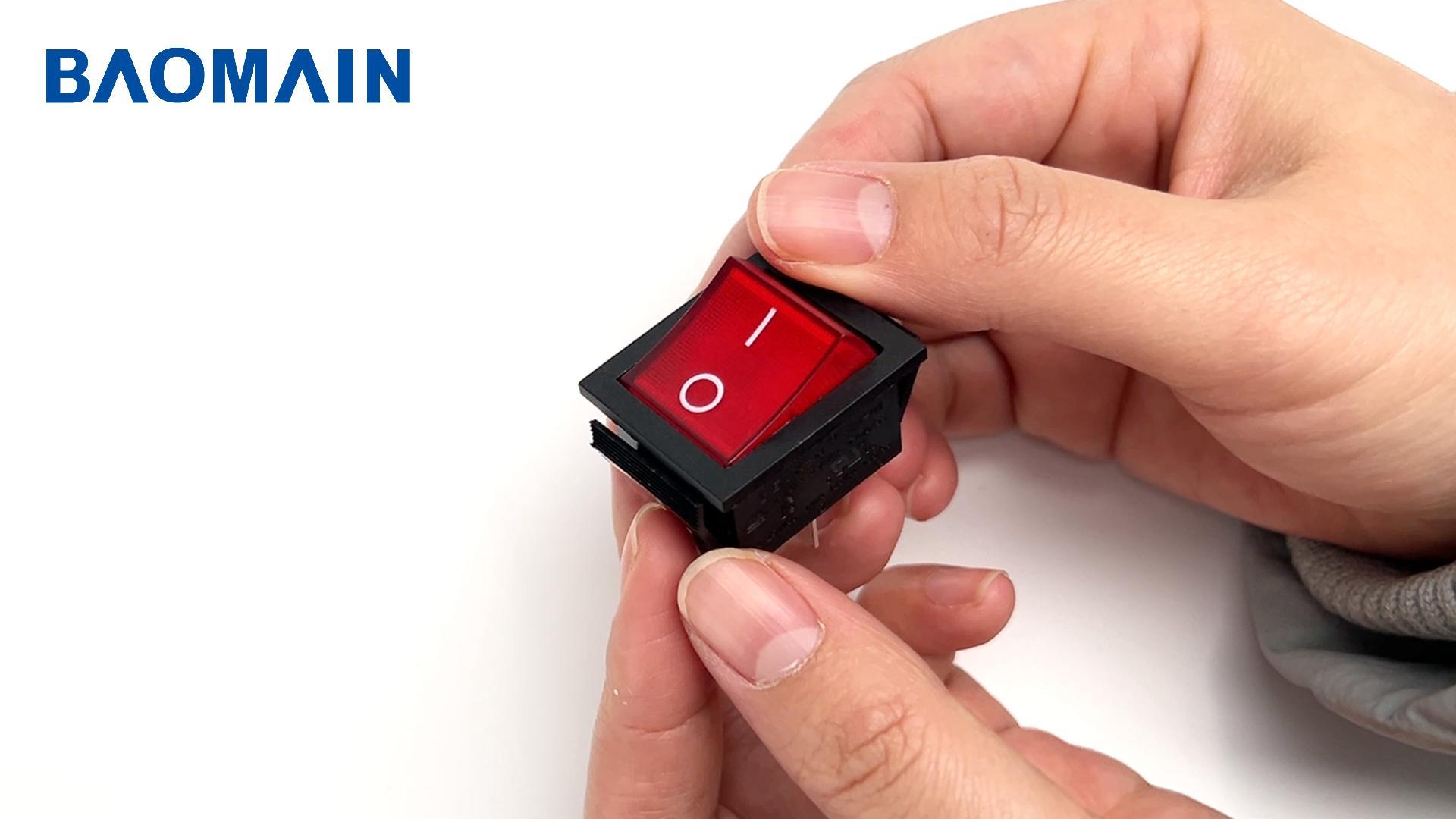 るとP Baomain 2-Pack Rocker Switch with with Red LED Light,ON/Off DPST 4