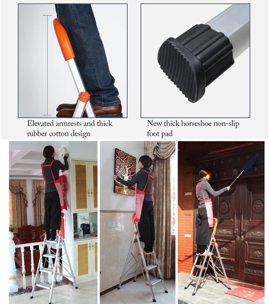 Step Ladder Aluminum Telescoping Ladder 3 Step Ladder Step Stool Folding Foldable Ladder Accessory for RV Home Clean The Windows Folding Step Stool