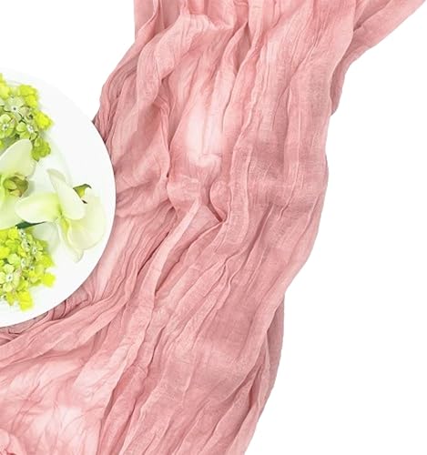 Camino de mesa de gasa de 10 pies, 35 x 120 pulgadas, camino de mesa de gasa arrugada hecho de 100% poliéster, ideal para fiestas de cumpleaños,