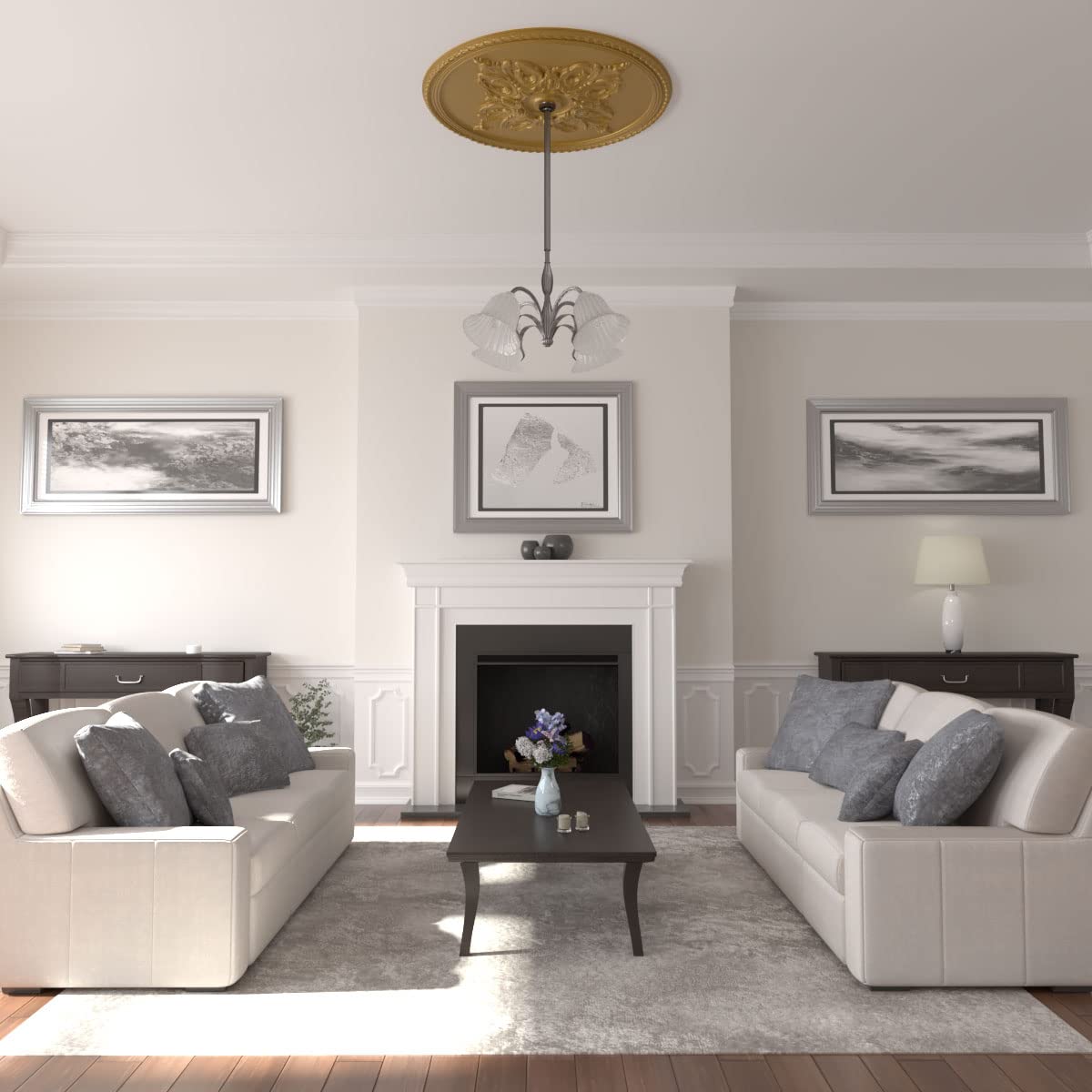 Ekena Millwork CM54MIGLS Milton Ceiling Medallion, 54 1/4"OD x 2 7/8"P (Fits Canopies up to 10 1/2"), Hand-Painted Gold