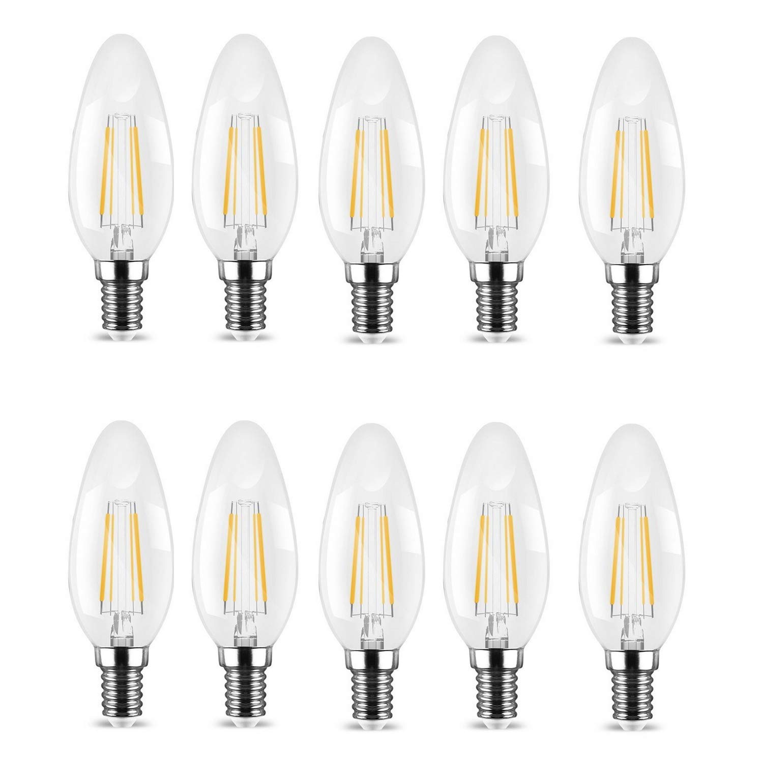 10 bombillas LED regulables E14 de ámbar de 4 W, intensidad regulable, rosca pequeña de 470 lúmenes, luz blanca cálida
