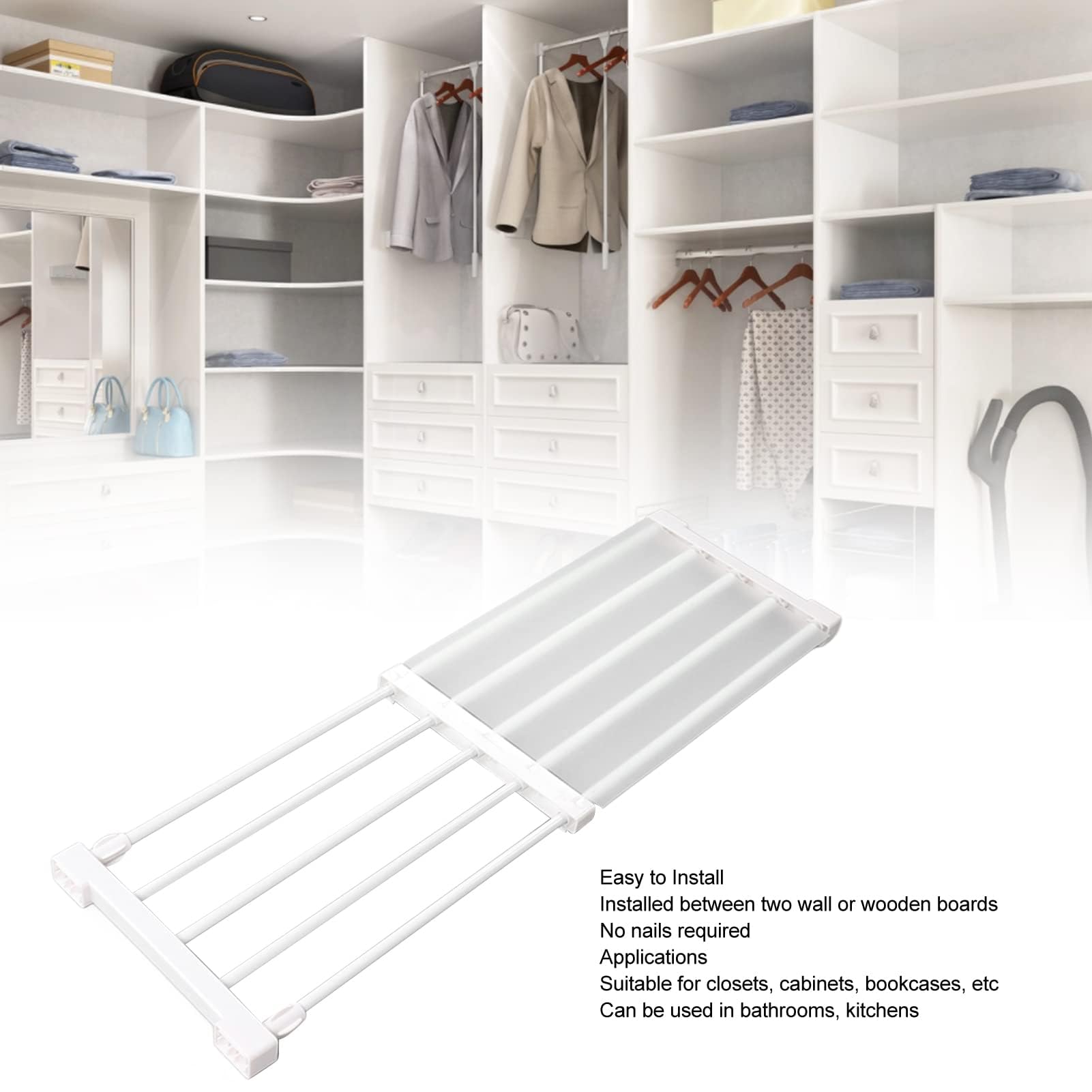 Szafa Napinająca Półka DIY Przegroda Separator Półki Rozkładana Przegroda do Szafy regał Magazynowy do Szafy Szafkowej (Długość 50-80 cm / 19,7-31,5 cala)