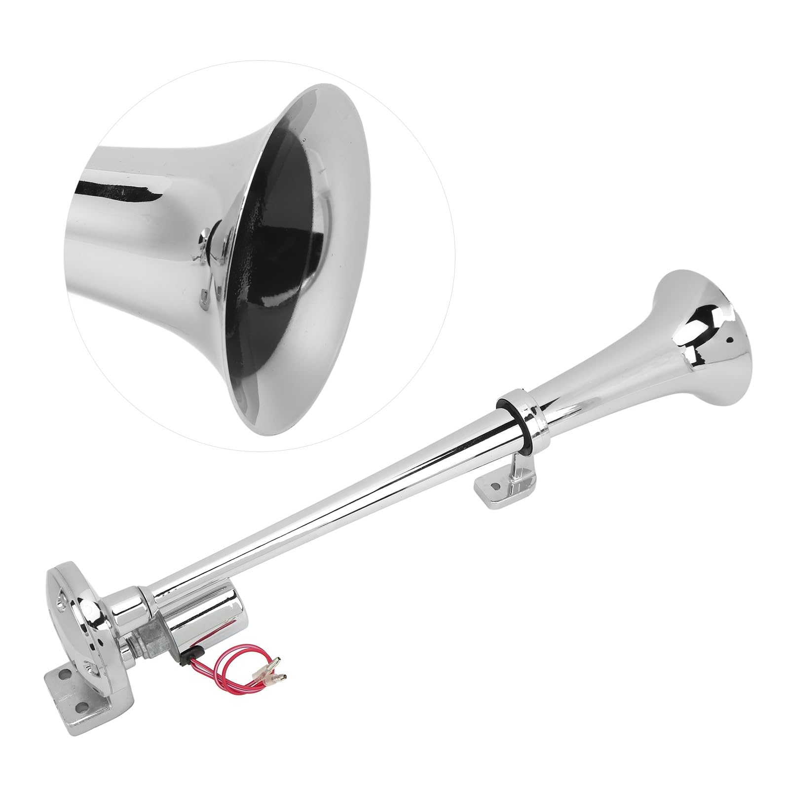 Dioche Klaxon de Bateau Klaxon de Trompette électrique 12v 1 Tube pour Bateau de Voiture de Train-alliage de Zinc chromé 135db 450mm d'air Fort 12V/24V