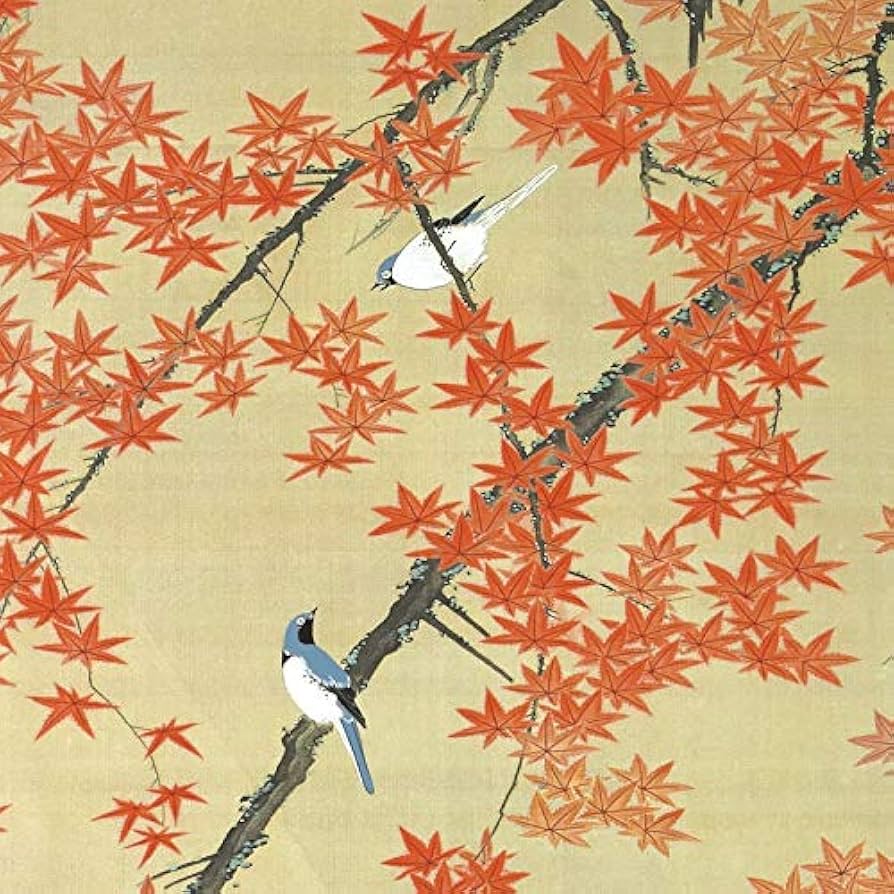 Amazon.co.jp: 額絵 [伊藤若冲] 【紅葉小禽図】 [F4][G4-BN074-F4