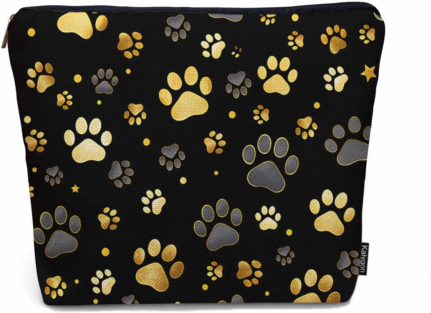 Dog Paw Cosmetic Bags For Women, Gold Dog Paw Dog Print Cat Paws Roomy Makeup Bag Toiletry Bag Accessories Organizer Storage Bags Makeup Pouch For Travel Business Gym Camping Bathroom