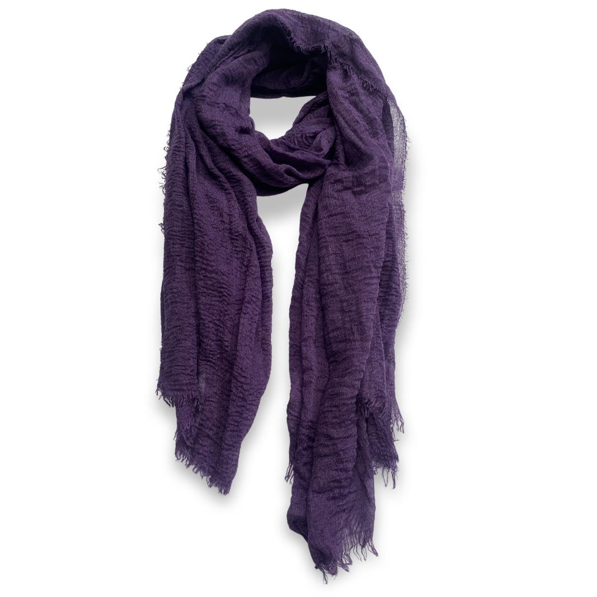 Cotton Blend Crinkle Vintage Soft Scarf with Fringed Edges,linen scarf,shawl,travel