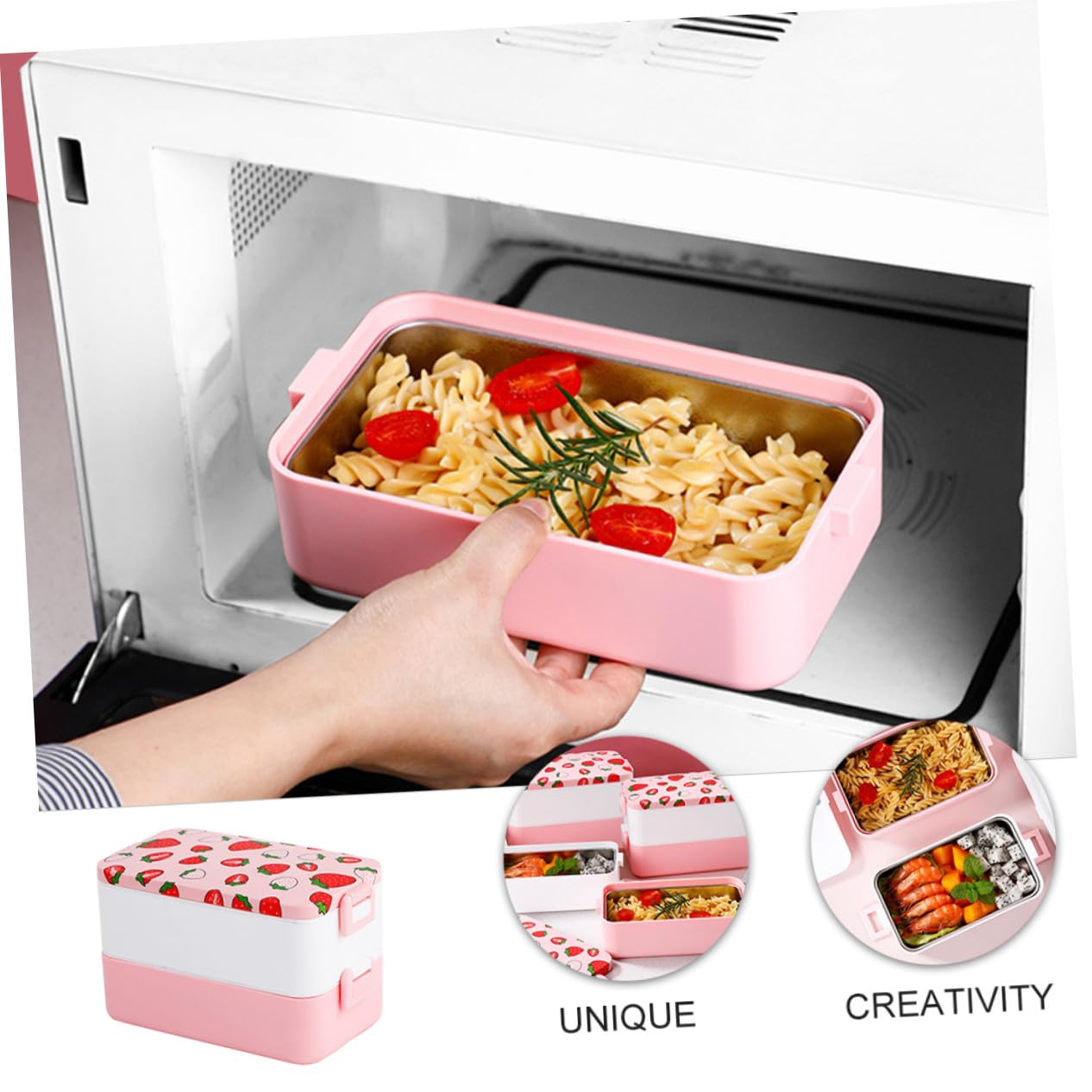Scatola per Merenda Scuola 2 Livelli in Pp, Lunch Container Microonde | Festa Scuola Decor, Portamerenda Adulto, Contenitori per Pranzo, Sacco per Pranzo