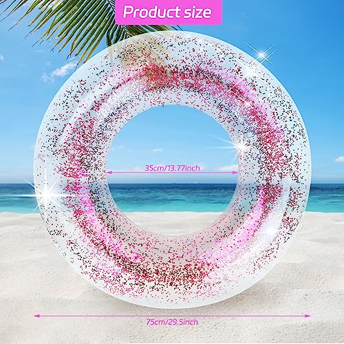 Swimming Ring for Adults,Inflatable Pool Floats Adult,Transparent Inflatable Floating Pool Swim Ring with Sequin,Clear Floating Ring,Inflatable Swimming Ring Tube for Summer Beach Pool Water Party - Image 2