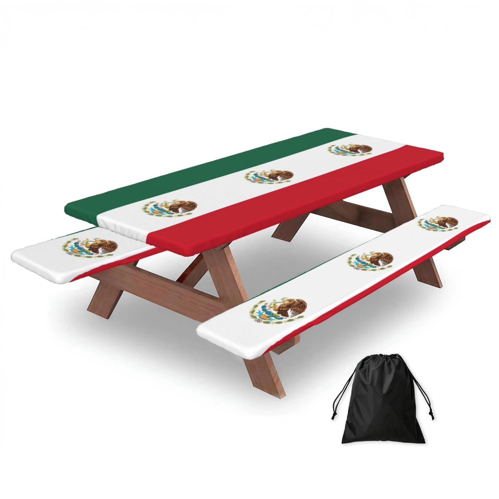 PPHGUT Flag Of Mexico Print Picnic Table Bench Cover Set Outdoor Garden Bbq Protector For Family Camping