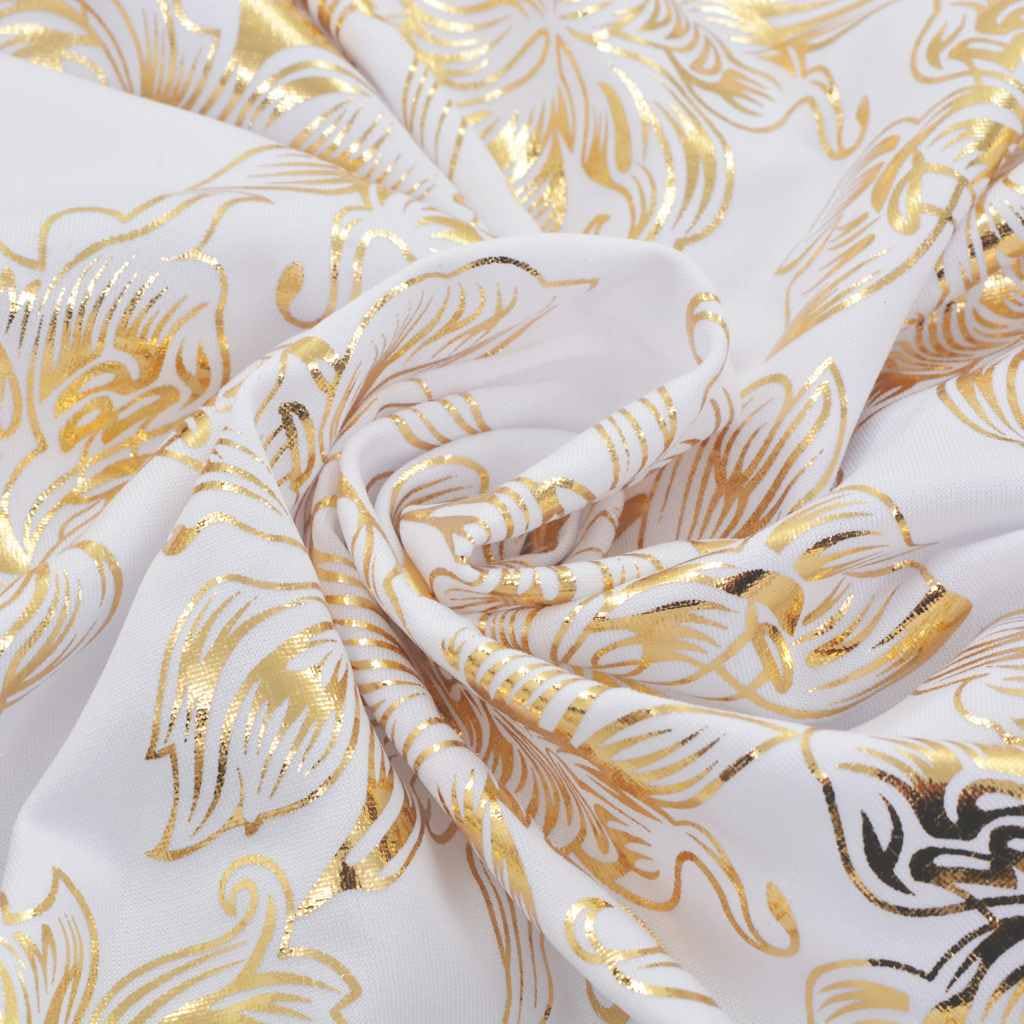 Hothingwell Coprisedili 6 Pezzi Bianco Stampa Dore | Elasticizzato 10% elastan, morbido anti-graffio, lavabile in lavatrice, per sedie fino a 55 cm