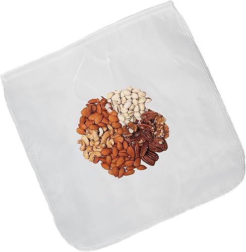Miniatura 5 de Paquete de 2 bolsas reutilizables de malla fina de 150 micrones, bolsa de leche de nueces, colador de nailon para colar jugos de frutas, prensa de