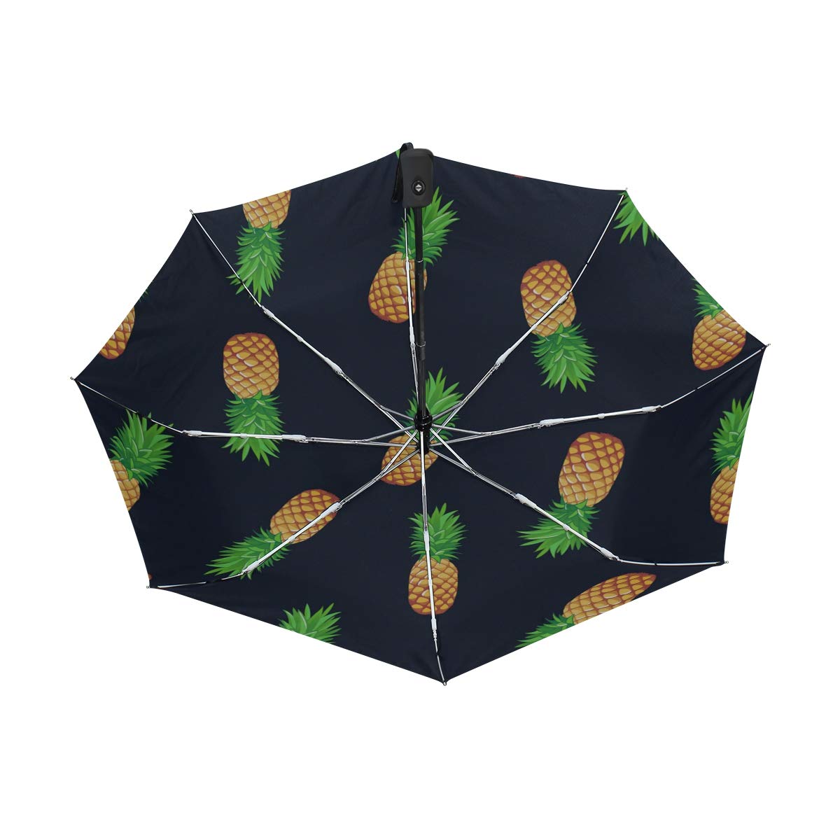 BIGJOKE Parapluie 3 Plis à Ouverture Automatique Motif Ananas Tropical Coupe-Vent léger Parapluie de Voyage Compact pour garçons Filles Hommes Femmes