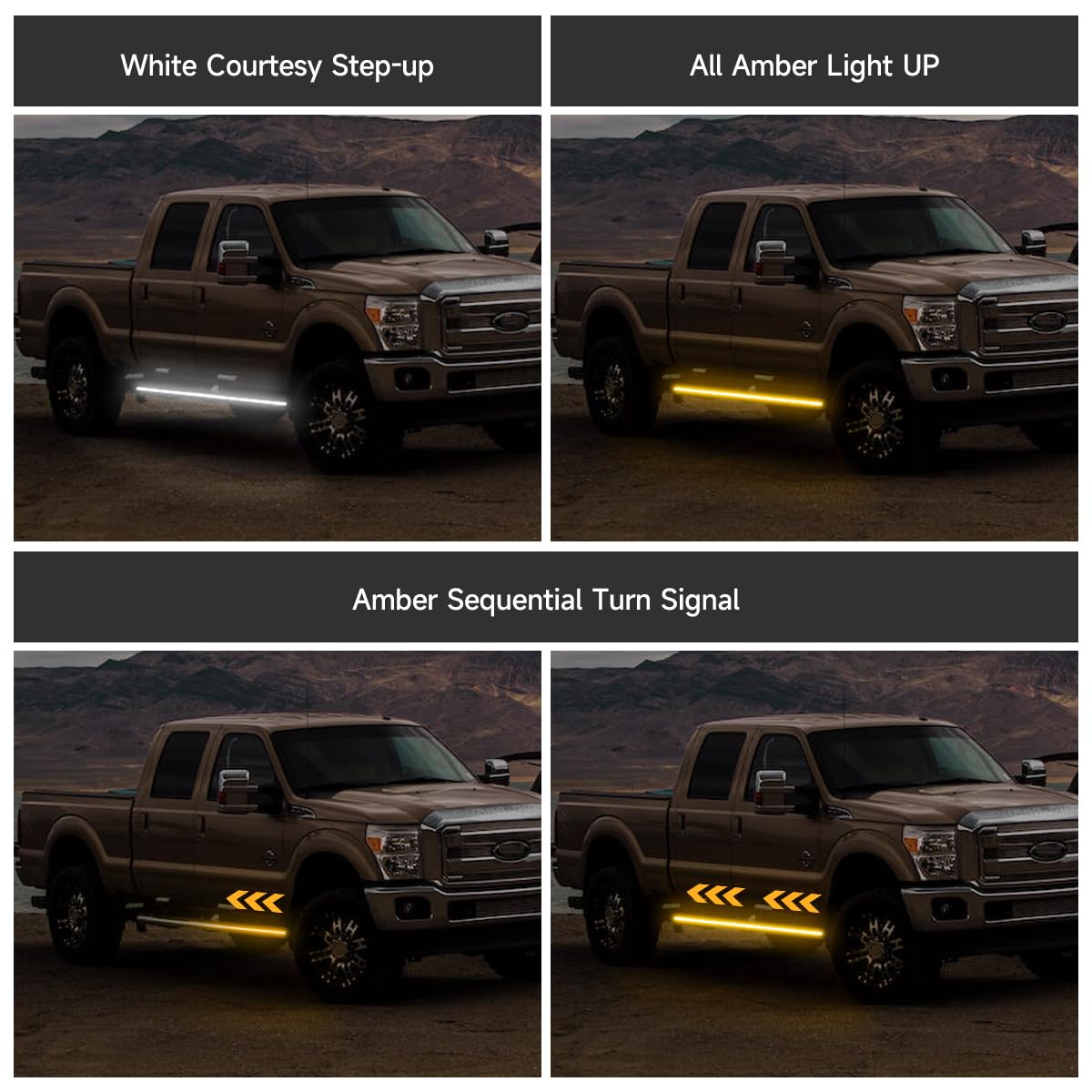Running Board Lights for Trucks, Truck LED Running Board Lights Sequential Side Marker Light 12V Courtesy Lights 2PCS Bar Bed Light Switchback Underglow Strip for Pickup Trucks SUV Car Work (48 Inch)