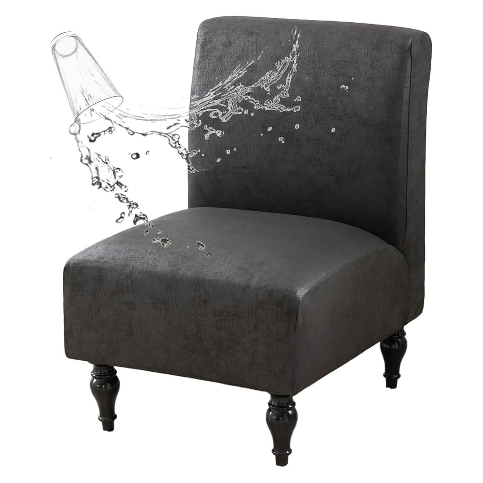 NMVAWIPT Waterproof Armless Accent Chair Slipcover - Faux Leather Slipper Cover With Elastic Bottom(1#,1pcs)