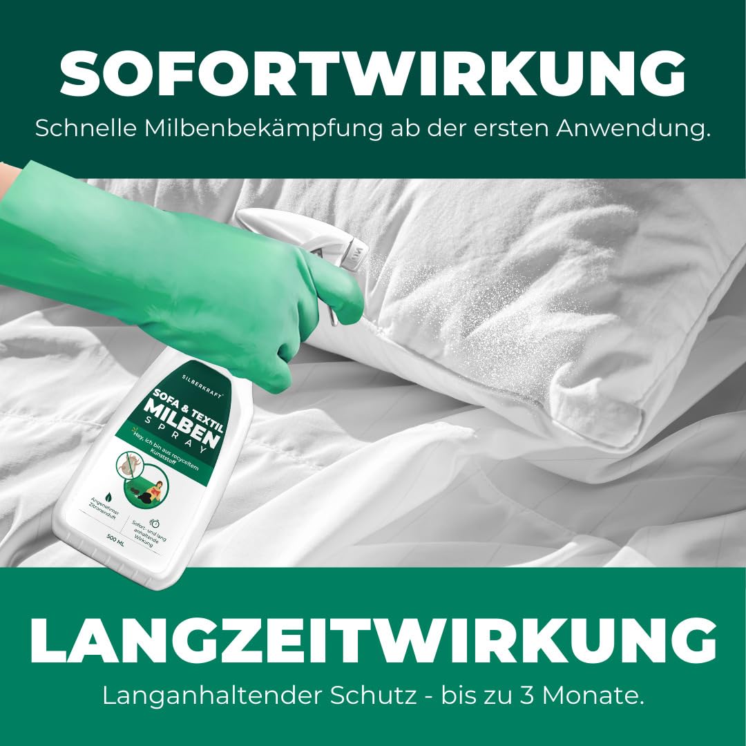 Silberkraft Milbenspray Sofa Textil 2L Kanister - Anti Milben Spray für Polstermöbel Couch Kissen - Hausstaubmilben vertreiben auf Textilien