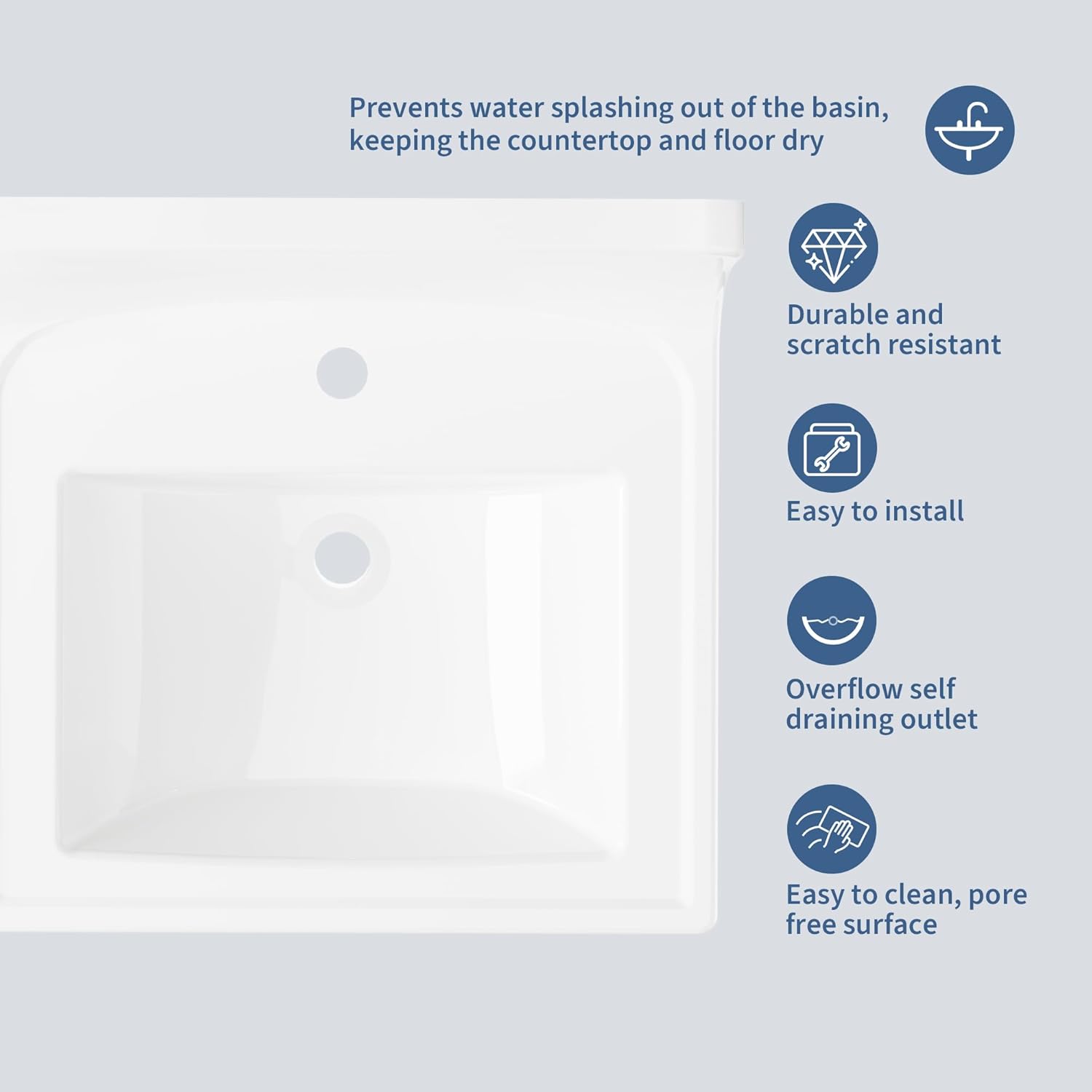20X17 Inch White Ceramic Drop-in Bathroom Sink, Oval Vanity Top with & 3-Hole Faucet (1.25" Centers), CUPC Certified Contemporary Lavatory for Small Spaces