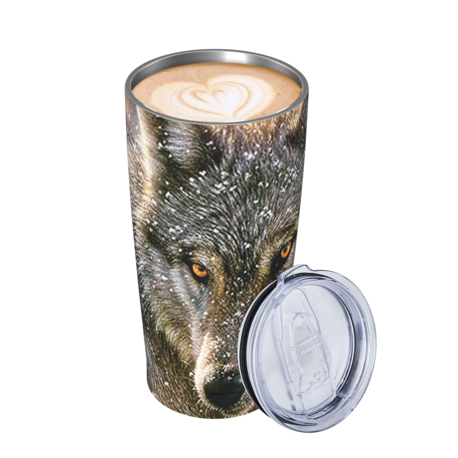 Tazza termica portatile con stampa lupo alla moda in acciaio inox tazza per auto