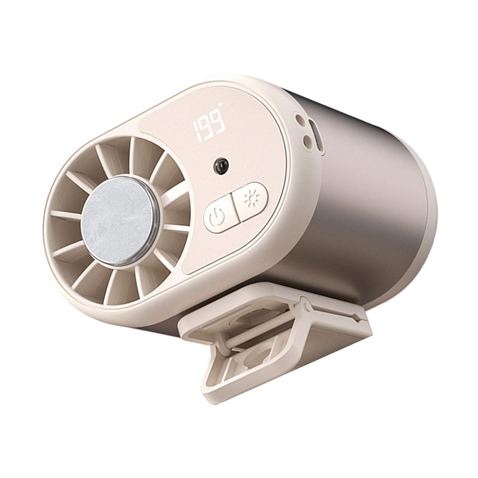 Mekalero Compact Cooling Fan with 199-Speed Control, LED Display, Aluminum Alloy Body and Charging Cable for Travel Cooling Fan Wearable Rechargeable Desk Charging Cable