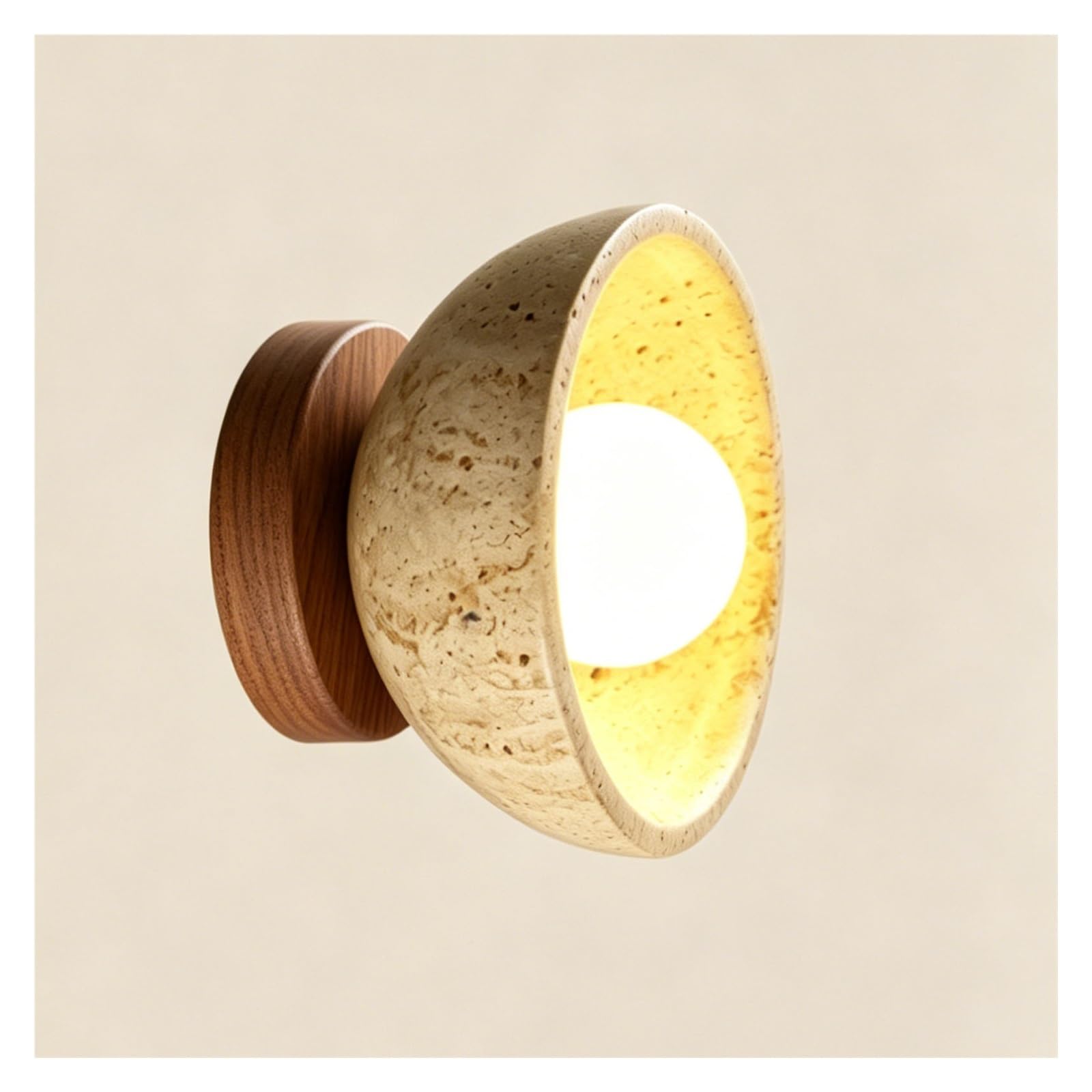 LUOYAOB Travertine Wall Sconce with Wood Base G9 Hardwired Wall Light Fixture Natural Stone Wall Lamp for Kitchen Island Dining Room Bedroom Bathroom Hallway Office Indoor