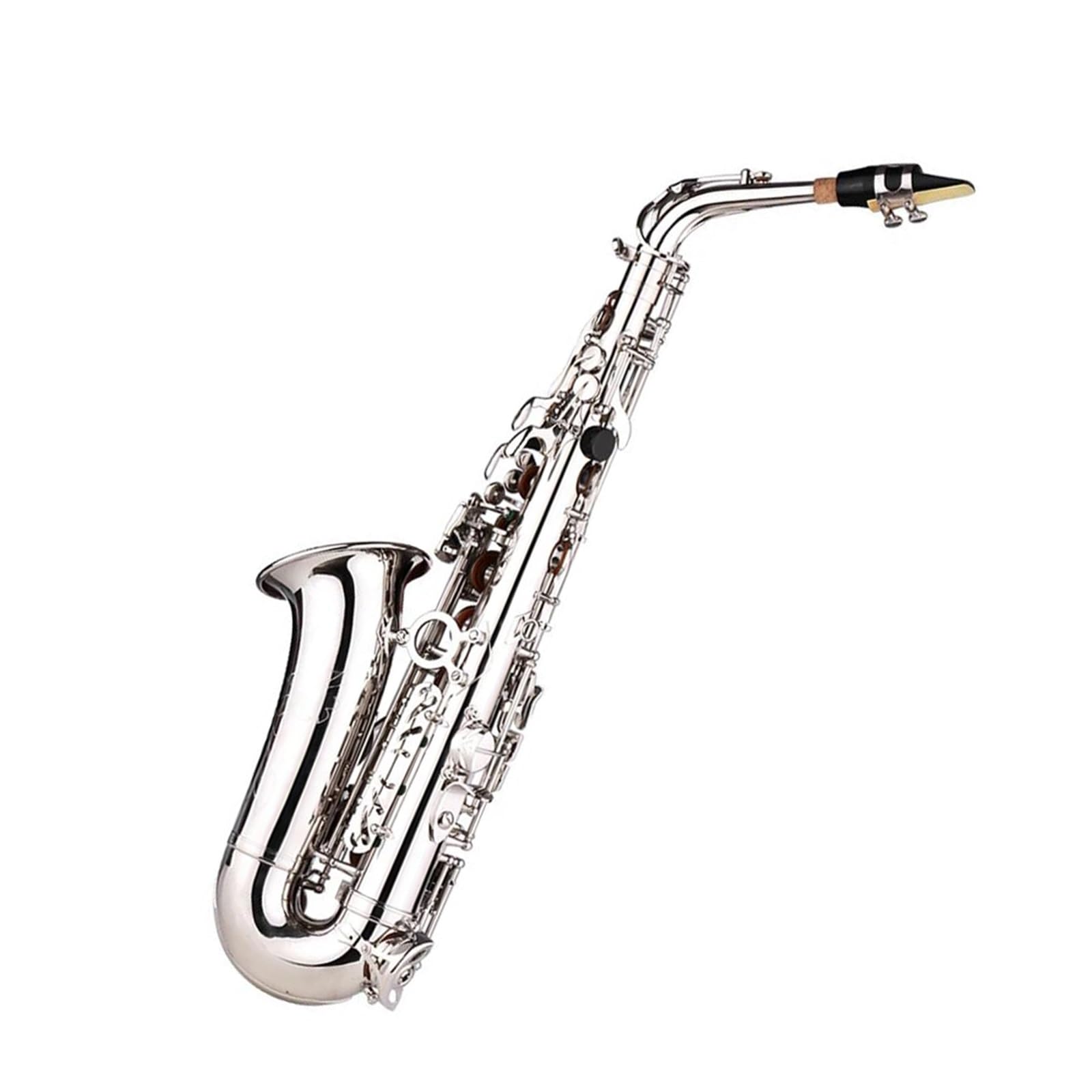 Saksofon Saksofon Saksofonowy Eb Alto E Płaski Mosiężny Rzeźbiony Wzór Na Powierzchni Plastikowy Ustnik Wykwintny Z Torbą (Color : Silver)