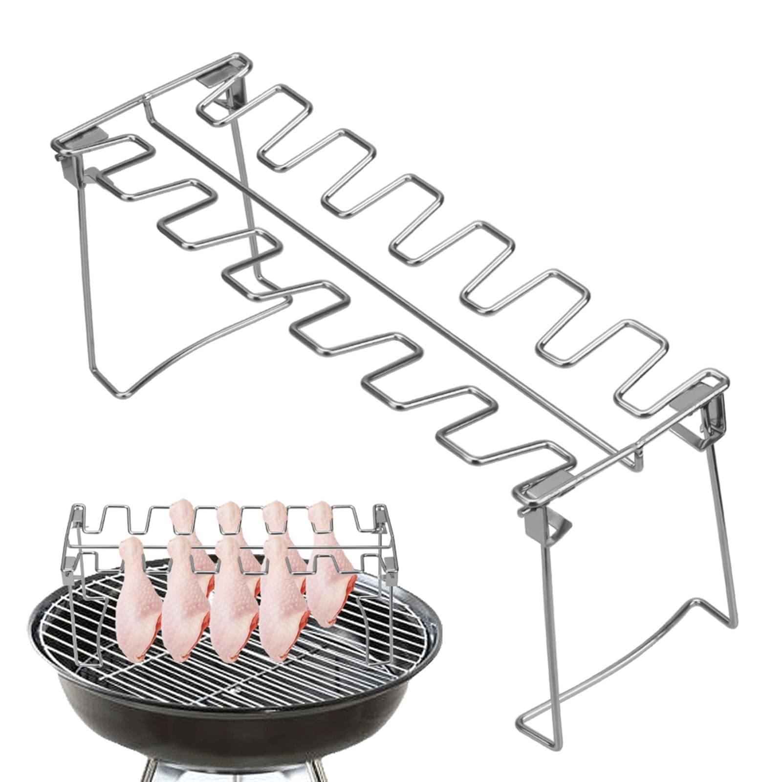 Parrilla antiadherente para pierna de pollo asado, rejilla de acero inoxidable para asar, barbacoa, costilla, ala de pollo