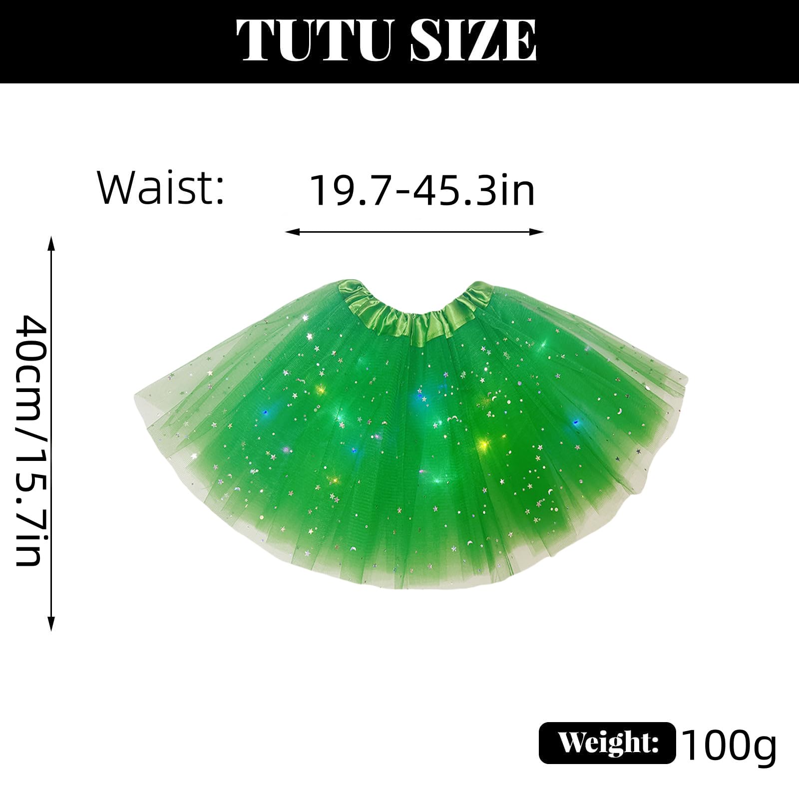 Falda tutú iluminada para mujer, con estrellas brillantes, tutú en capas, faldas de tul LED para disfraz de fiesta de Halloween