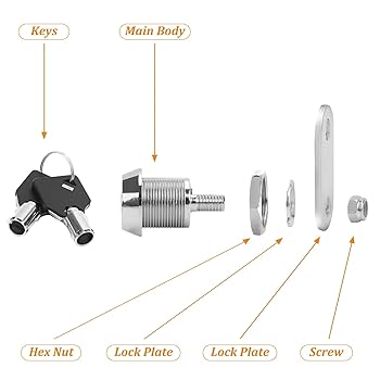 小物 Mackey AKEYSRC 2 Pack Tubular Cam Locks, Cabinet Locks with 7/8