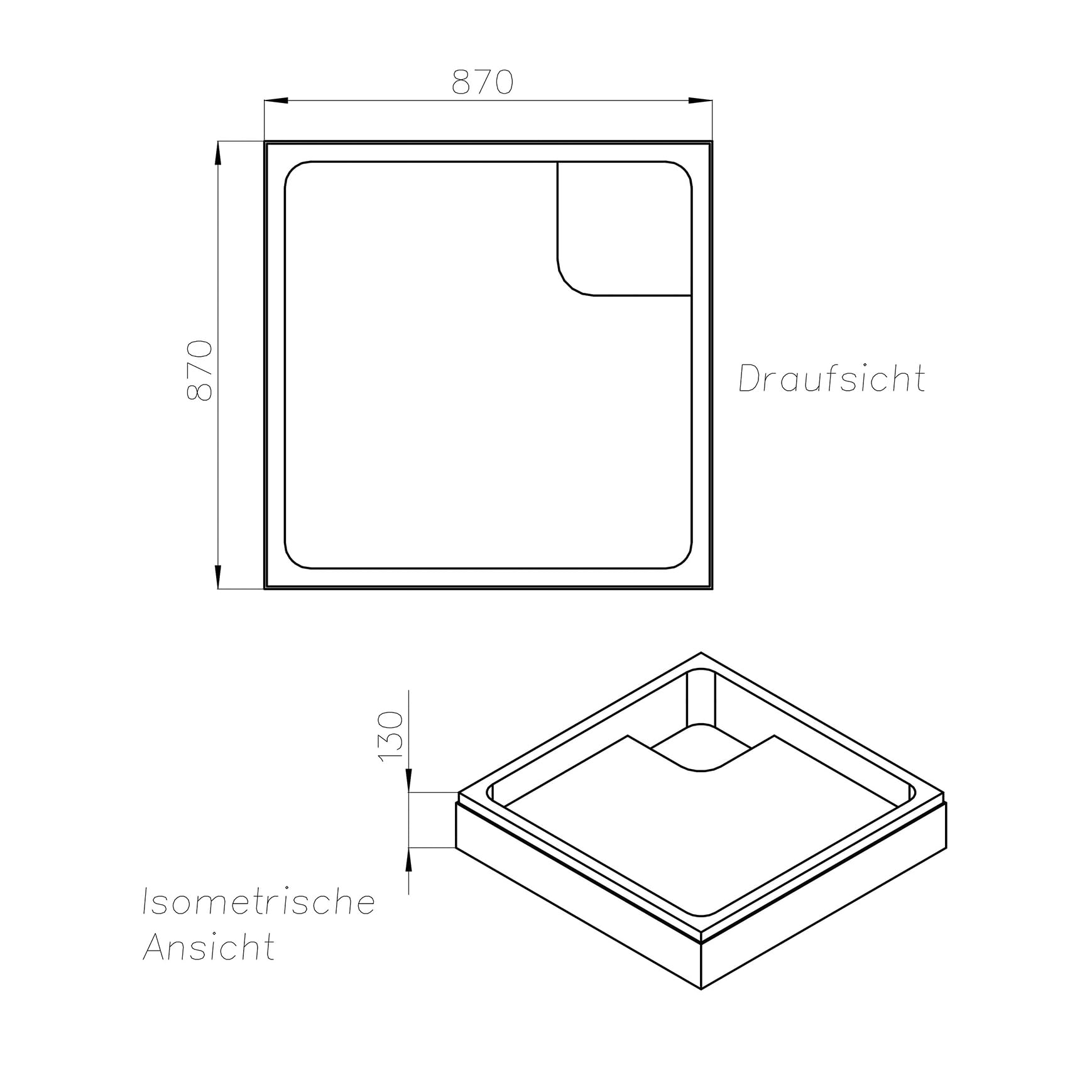 Schulte Duschwanne Adria 90x90 cm | Sanitäracryl, inkl. Wannenträger, inkl. Ablaufgarnitur, pflegeleicht, alterungsbeständig