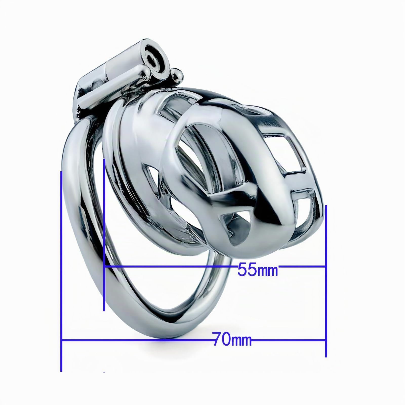 Cage de Chasteté pour Pénis en Métal Sex Toýs Homme Chastity Cage avec Verrouillage à Vis et Outil de Retrait Cage de Chastetée en Acier Inoxydable pour le Bondage du Pénis Masculin (L,50mm)