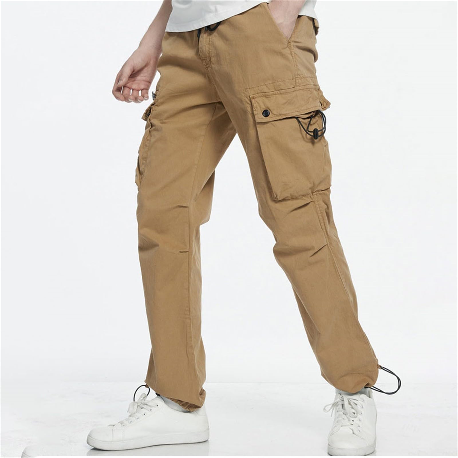 Arbeitshose Herren Schwarz Gelb Herren Casual Cargohose Workout Jogger Stretch Jogginghose Wanderhose Kordelzughose mit wasserdichte Hose