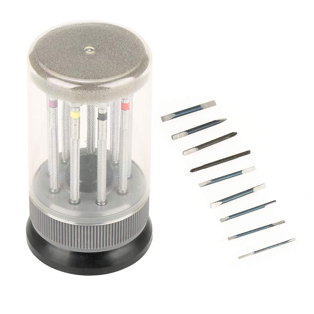 9 Teile/Satz Uhr Schlitz Schraubendreher Set Rep Uhrmacher Werkzeuge mit Swivel Basis Platte