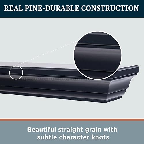 Miniatura 5 de MANTELSDIRECT Estante flotante de madera para chimenea de 60 pulgadas en color negro - Colton de Mantels Direct  Estante de pared rústico de madera