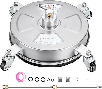 Realyou 14" Pressure Washer Surface Cleaner with 4 Wheels, Stainless Steel Surface Cleaner for Pressure Wahser, Power Washer Surface Cleaner for Concrete, Patio, Sidewalk, Deck and Driveways