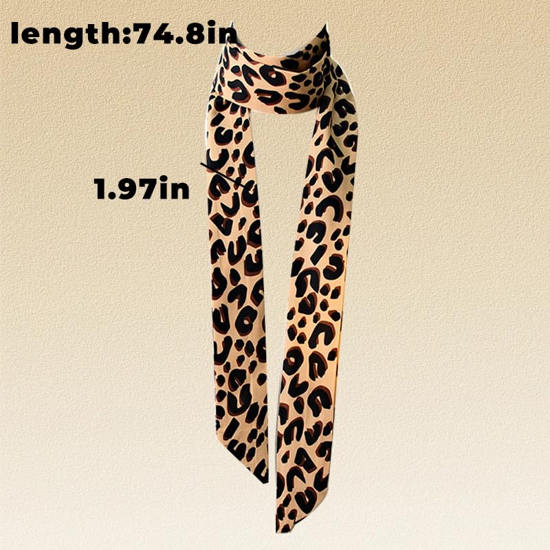 Leopard Scarf for Women Thin Long Scarf for Girls Lightweight Satin Leopard Print Tie for Women Satin Belt2
