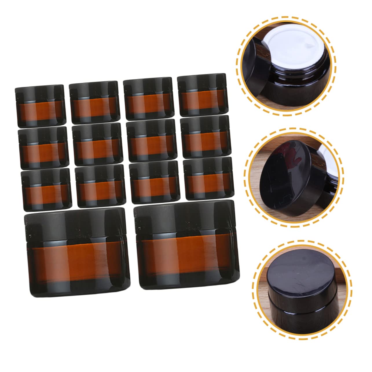 VICASKY 20pezzi Barattoli per Crema Vuoti Flaconi da Viaggio per Scatole di Campioni di Cosmetici Contenitori di Vetro Riutilizzabili Piccoli Barattoli per Campioni di Bellezza Ermetico Pe
