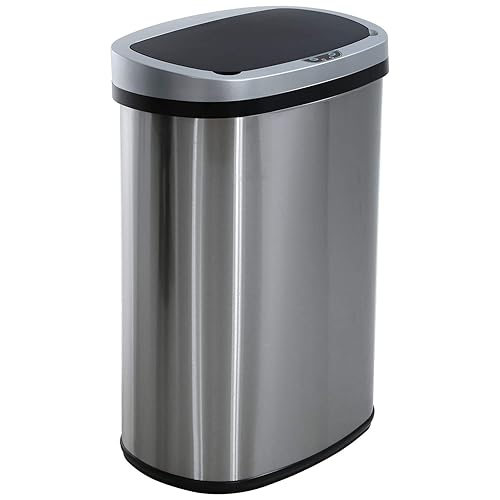 HCY Cubo de basura de cocina automático de 13 galones de acero inoxidable con tapa inteligente para cocina oficina sala de estar baño plata HCY Cubo de basura de cocina automático de 13 galones de acero inoxidable con tapa inteligente para cocina oficina sala de estar baño plata