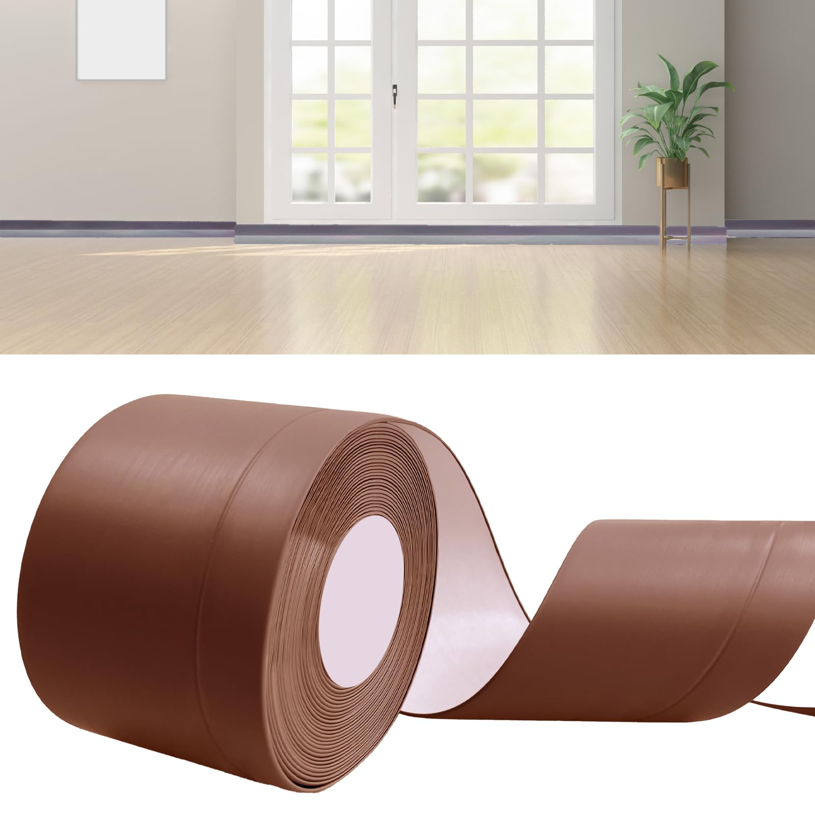 DIKARIYA Weichsockelleiste Selbstklebend, 50x20mm 6 Meter PVC Sockelleiste Selbstklebende, PVC Weichsockelleiste Flexibel Fussleisten Selbstklebend, Flexible Knickleiste für Küche Bad Badezimmer