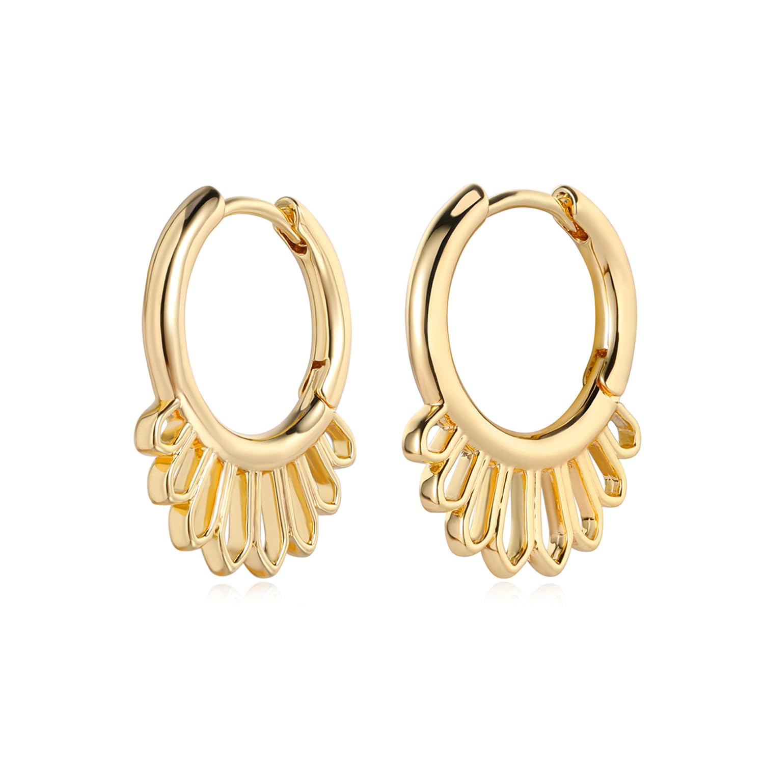 MYEARSWomen Hoop Earrings Gold Huggie 14K Gold Plated Small Simple Hypoallergenic Everyday Jewelry, One Size, Brass Metal Yellow Gold, No Gemstone