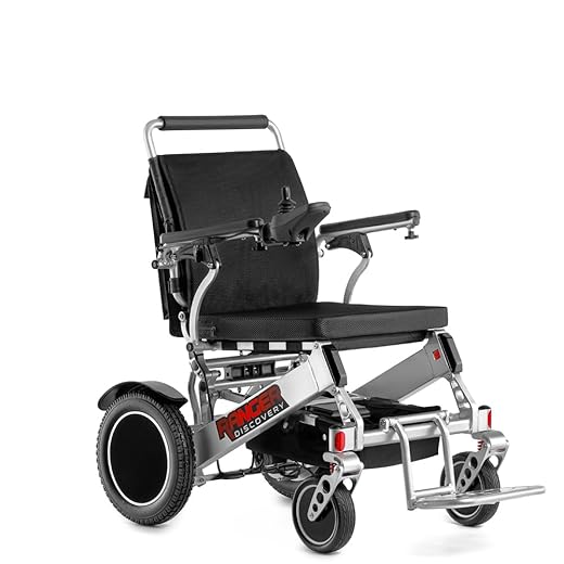 Porto Mobility 2023 Ranger Discovery Lightweight Foldable Weatherproof Exclusive Electric Wheelchair, Portable, Brushless Powerful Motors, Dual Battery, All Terrain (Silver, Standard)