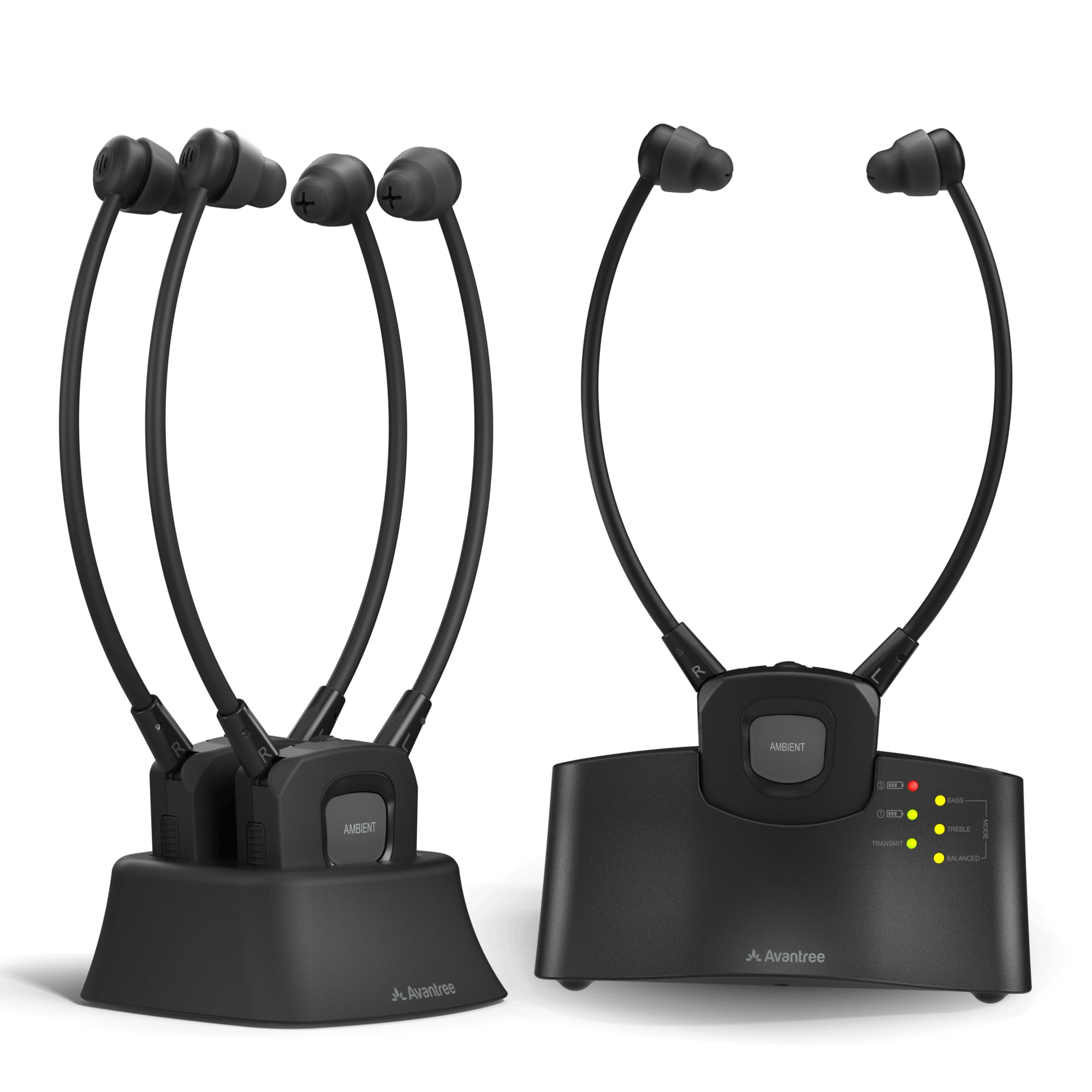 Avantree HT3831 – Wireless TV Headphones for Seniors and Hard of Hearing with L/R Volume Control, Ambient Sound, 3 EQ Modes, Expandable up to 10