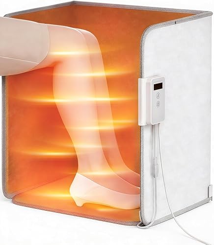 Miniatura 10 de Calentador eléctrico para debajo del escritorio, calentador de pies eléctrico para oficina y hogar, calentador de pies portátil silencioso con Gris